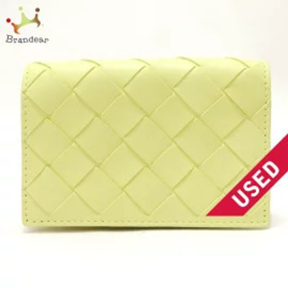 BOTTEGA VENETA Maxi Intrecciato Business Card Yellow Leather